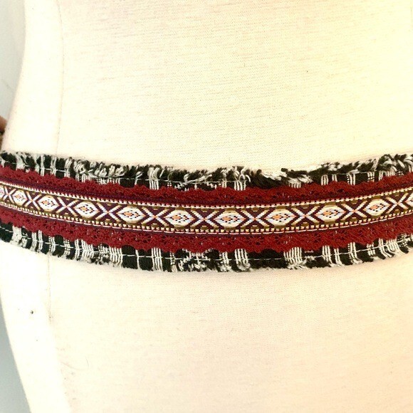 90s Aztec tribal print woven cloth fringe belt 90s Aztec Tribal Print Woven Cloth Fringe Belt - Etsy main image 4