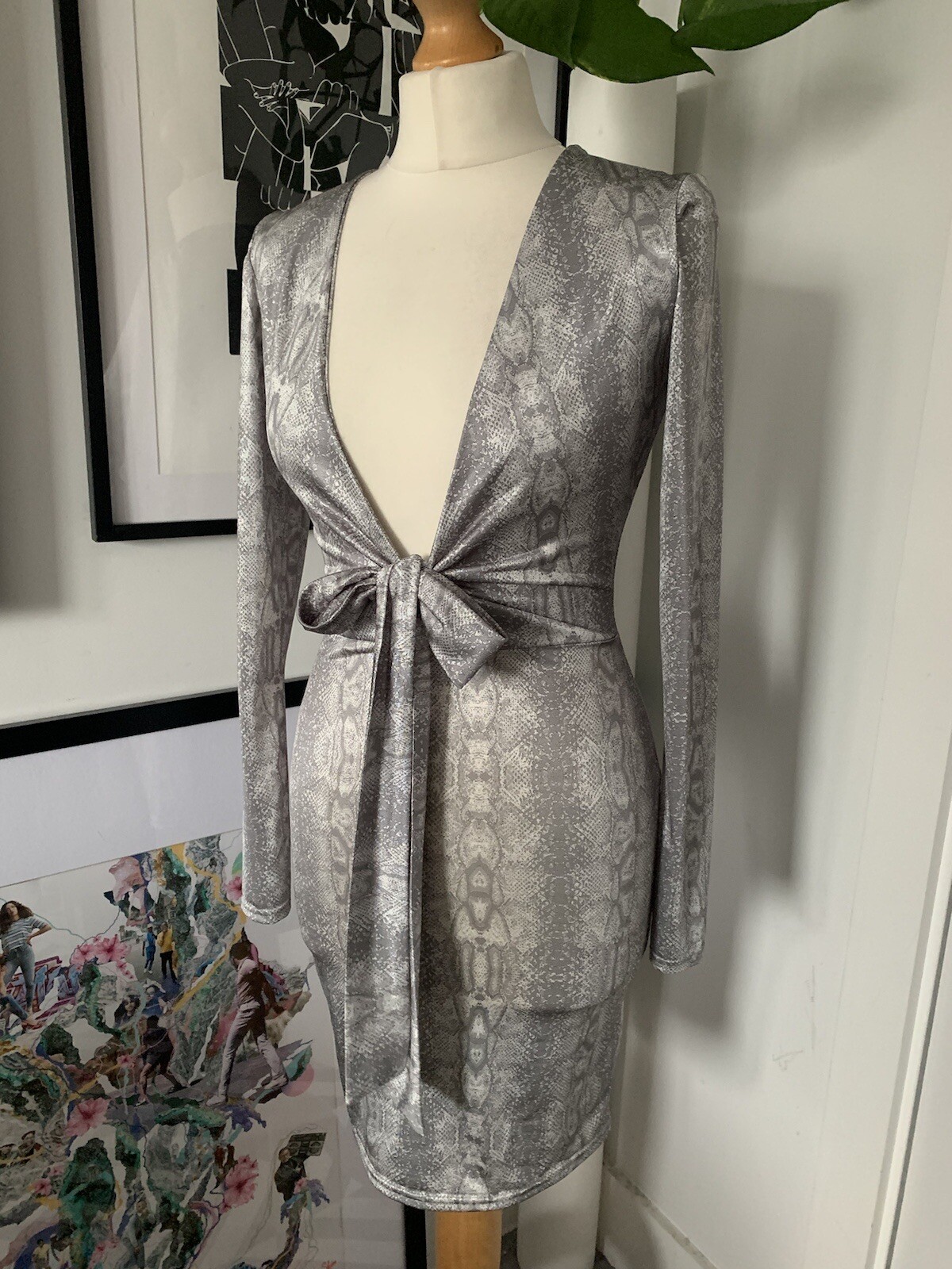 Missguided silver python print stretchy bodycon p… - image 1