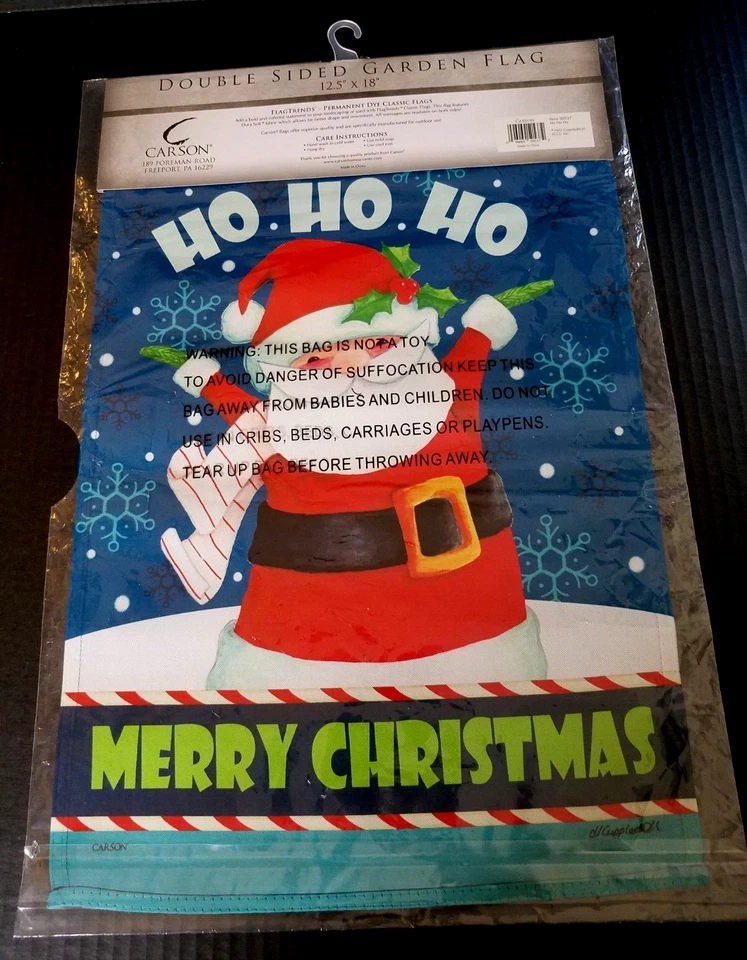 Carson Double Sided Garden Flag 12.5"x18" Santa Ho Ho Ho  Merry Christmas New - Imagem 4 de 4