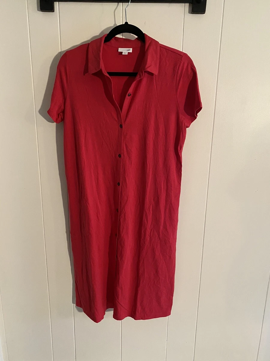 NEW J Jill Red Button Down Dress Pockets S Tall Layered 100