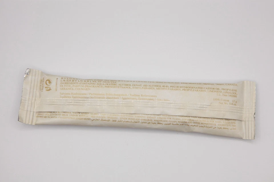 Paquete de 10 toallas refrescantes Oshibori BVLGARI au thé Blanc (té blanco) 12 g NUEVO Foto 2 de 2