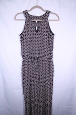 EN FOCUS STUDIO Stretch Knit NAVY/WHITE GEO PATTERN Keyhole JUMPSUIT/ROMPER 4