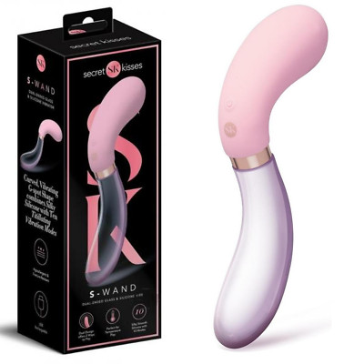 Multi-speed Vibrating Dual Ended Glass G-spot Wand Silicone Vibrator USB-charge