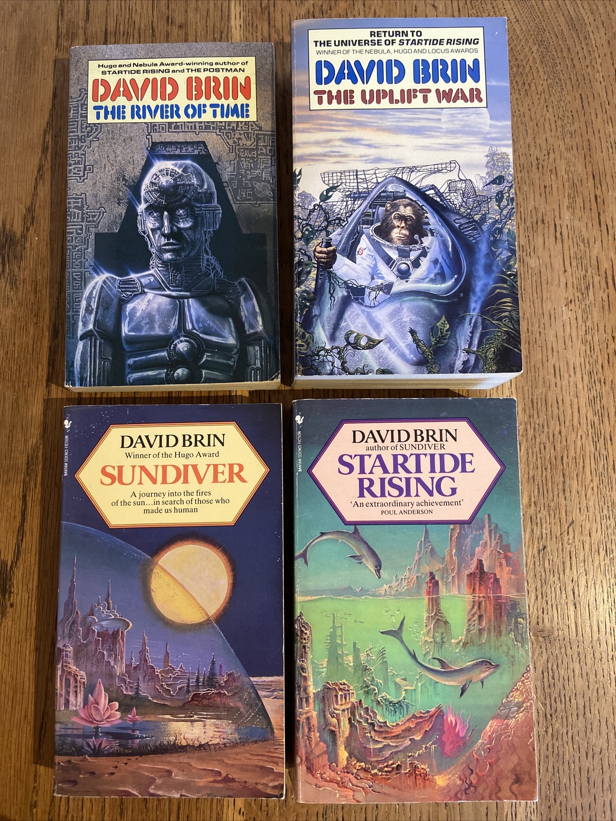 David Brin - Uplift Series 4 Vols UK Bantam PB set - VGC