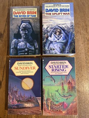 David Brin - Uplift Series 4 Vols UK Bantam PB set - VGC