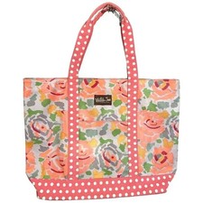 Nwt Matilda Jane ~ Waxed Floral & Polka Dot Tote Bag ~ Pockets ~ Water Resistant