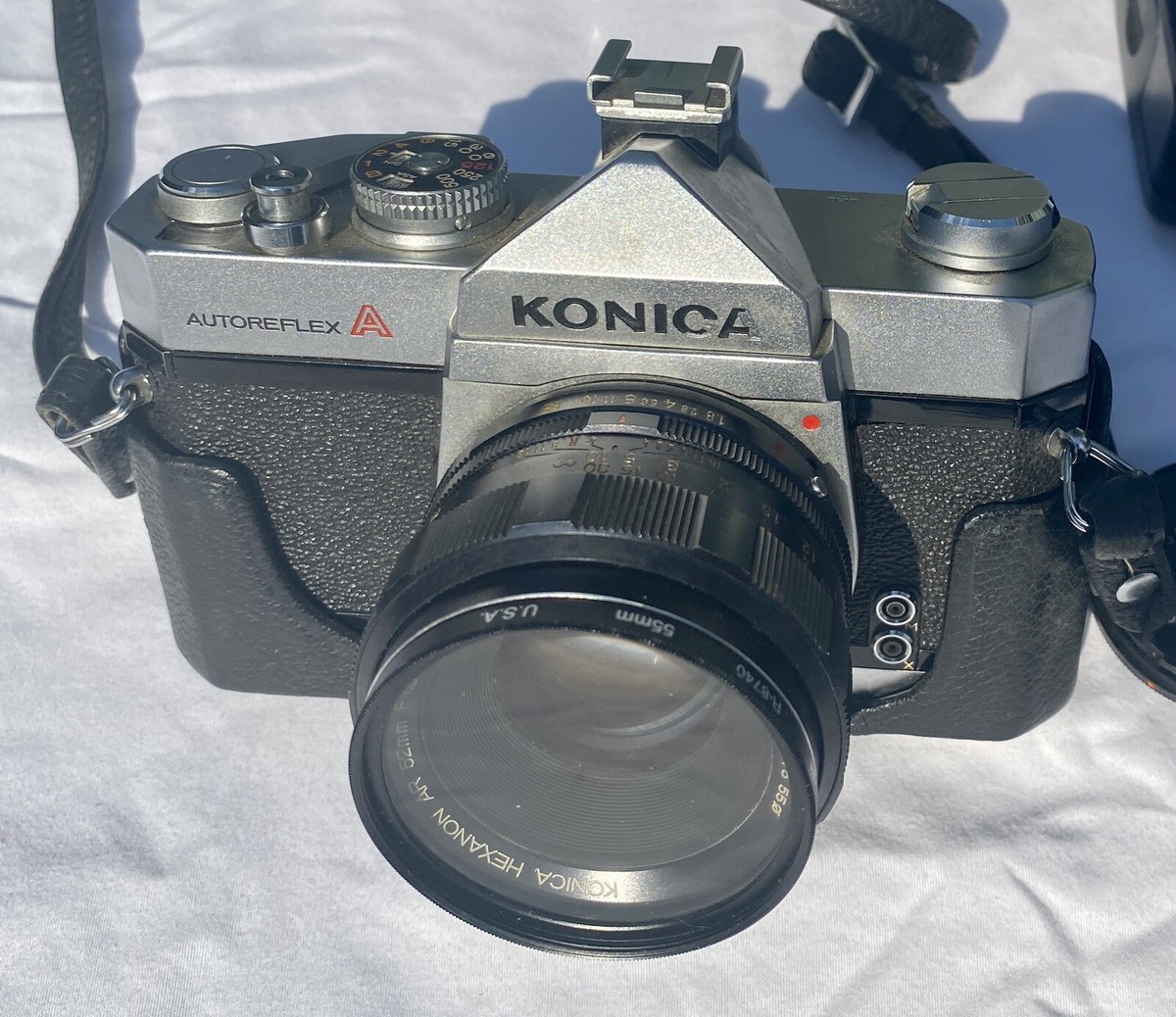 KONICA AUTOREFLEX A 38mm FILM CAMERA with LENS, CAMERA COVER