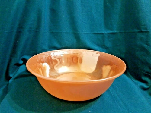 Vintage Fire King Oven Ware Peach Luster Laurel Leaf Bowl 8 1/4" Dia.