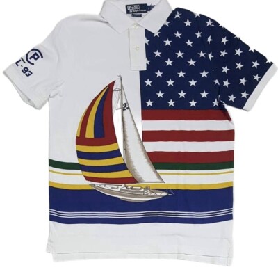 NEW Polo Ralph Lauren CP93  Sailboat American Stars  Classic Fit Polo MEDIUM