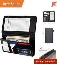 Server Book with Zipper Pocket Magnetic Closure Waitress Organizer 4.7x9