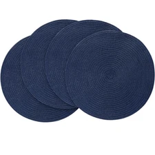 4 Pack 15 Inch Round Braided Placemats Set Washable Heat Resistant Table Mats