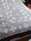 Italian Linen Tuscan Filet Lace Tablecloth  Cream 90"x 56" Vintage Geometric