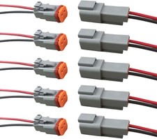 2 Pin Deutsch Car Waterproof Electrical Connector with 17AWG Cable Wire, 2 Way A