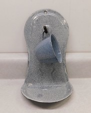 Vintage Enamel Wall Mount Shave Stand Shelf Rack & Cup