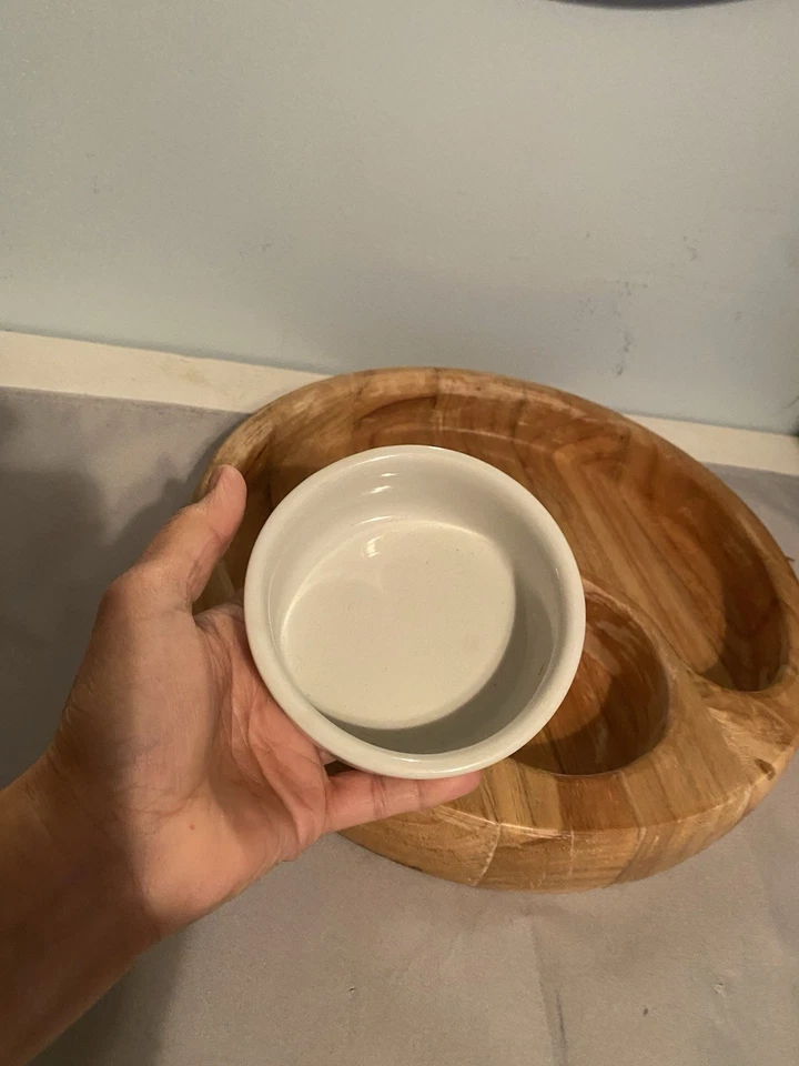 12" Wooden Serving Bowl for Chips & Dip with Ceramic Insert Winsome Wood - Image 3 of 4