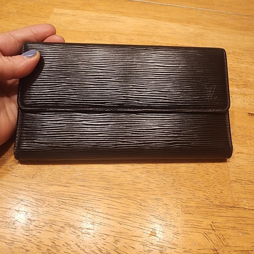 Louis Vuitton Black Epi Leather Porte Tresor International Wallet with COA