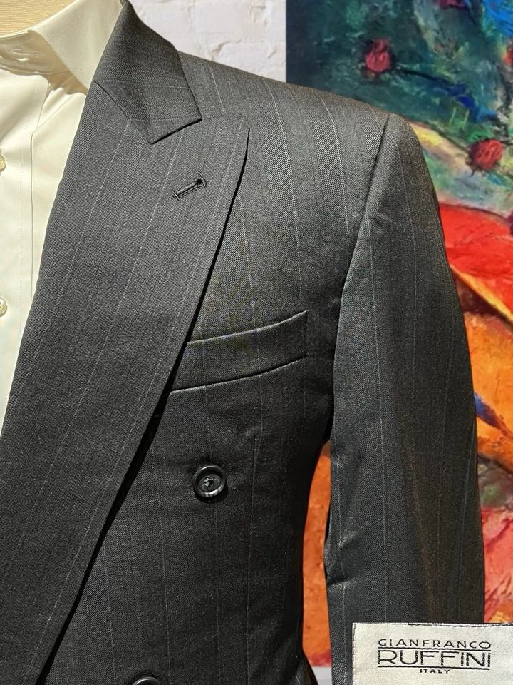 Traje eléctrico vintage Gianfranco Ruffini 44L 36x33 gris doble pecho años 80 Foto 4 de 4