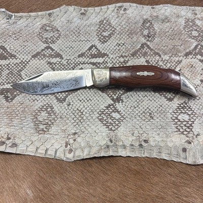RARE-MINTy JAPAN STAR DEER SLAYER 3370-3 WOOD LOCKBACK KNIFE,5.5 closed NICE!