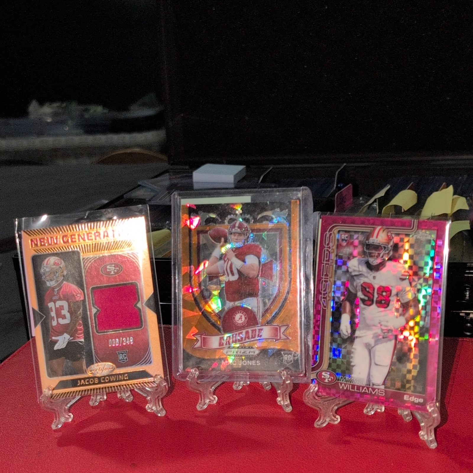 49ers 3 Card Lot , Rookies , Mac Jones Orange Ice Prizm , Coeinv /349 , Williams