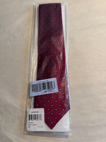Mens Tie Tommy Hilfiger Burgundy/Blue/White "Circle Neat" XLong Silk New w/ tags