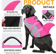 Dog Life Jacket Ripstop Shark Dog Safety Vest Adjustable Preserver with High Buo