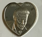 Elvis Presley Heart Shape Coin King Rock & Roll 1 Troy Oz .999 Fine Silver Round