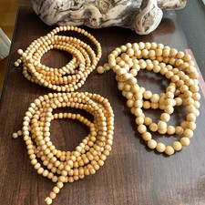 3 Vintage beaded wood garland natural color Christmas holiday decor 110  