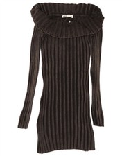 ZARA Womens Long Sleeve Jumper Dress UK 14 Large Black Cotton AC19