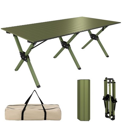 Outsunny 4ft klappbarer Campingtisch, Picknicktisch mit Rollplatte, grün