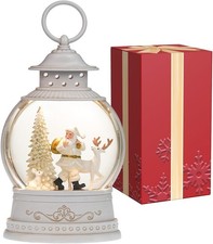 Christmas Snow Globes with Music Santa Deer Lighted Christmas Lantern with 6h