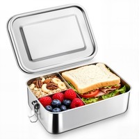 Edelstahl Brotdose Bento Box Lunchbox Mit FäChern 850Ml SpüLmaschinenfest