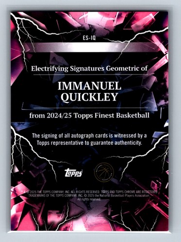 2024-25 Topps Finest Basketball Immanuel Quickley Red Geo Electrifying Auto /10 - Picture 2 of 2