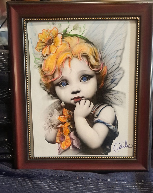 Signed Leila Fairy Fantasy Art Print Framed Ready To Hang Vertical Multicolor