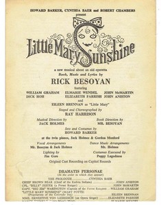 1959 Little Mary Sunshine Program Original Off-Broadway Cast Orpheum Theatre