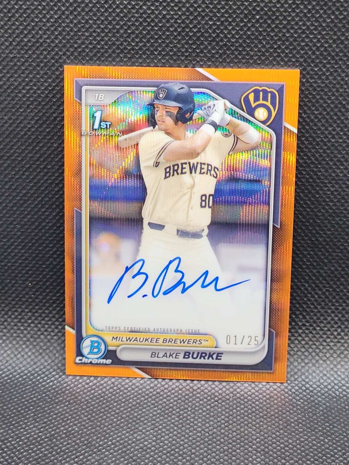 2024 Bowman Chrome Draft BLAKE BURKE orange wave refractor auto 01/25 - RC - 1st