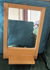 Small Wooden Hanging Mirror with Shelf – 26×39 cm