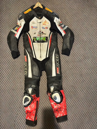 PRO SPEED Leather Motorcycle Road Racing Suit Track Day Leathers 42 USA Crashed