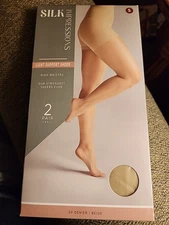 Silk Impressions Light Support Sheer 2 Pair. 20 Denier. Beige. 
