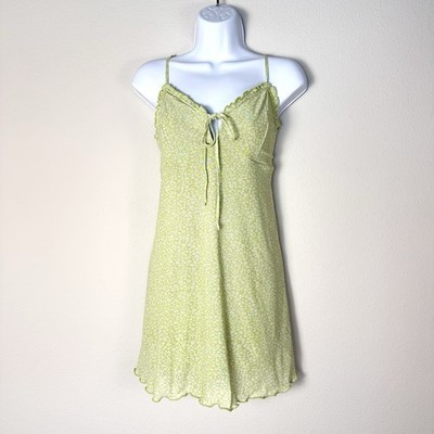 American Eagle Lime Green Mesh Babydoll Dress Womens Large Y2K Retro Casual  | eBay