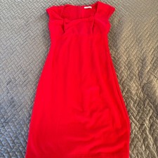 Calvin Klein Red Sleeveless Sheath Dress Career Cocktail Party,day to night.