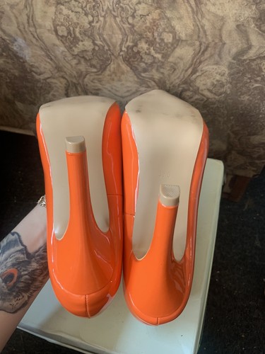 Festival bright neon orange high heels stilettos court shoes size 6 - Picture 7 of 7