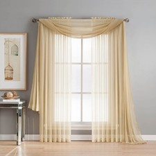 Window Elements Solid Voile Sheer Ex. Wide 54x84 Rod Pocket Curtain Panel Beige