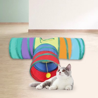 Comfortable Cat Tunnel Toy Collapsible Small Animals with Ball Bed Kitten Pet 3