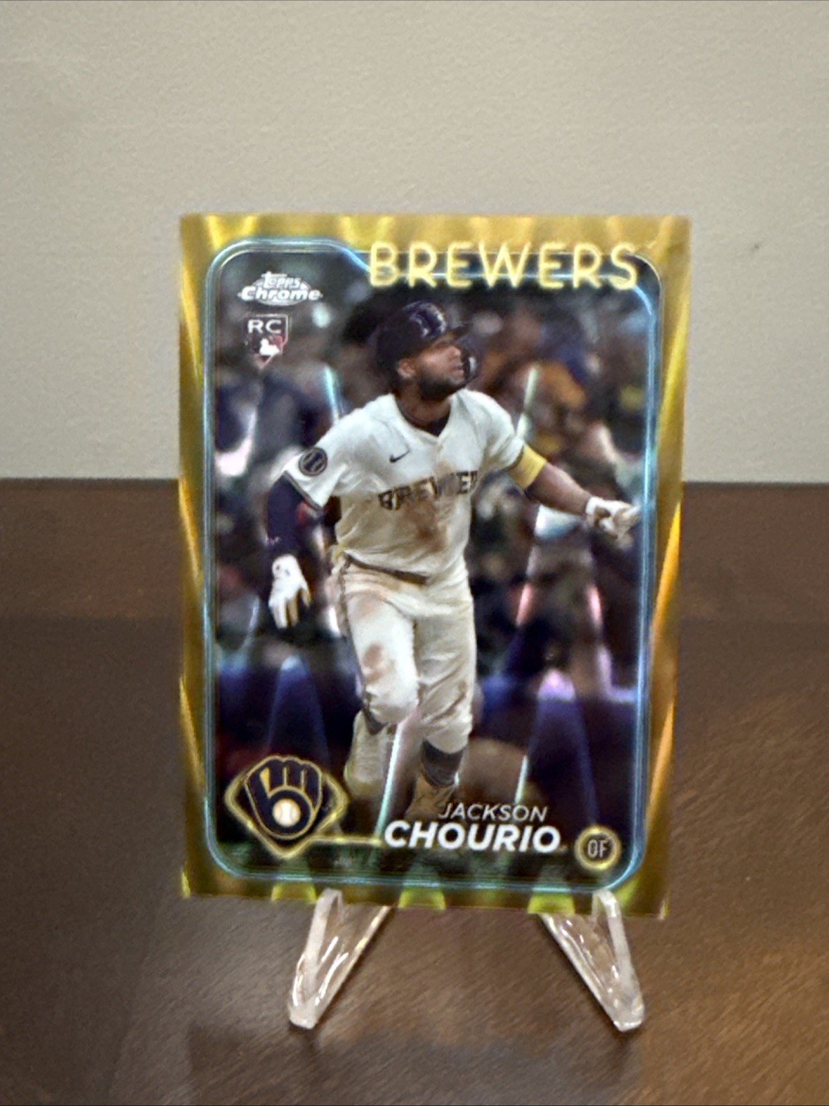 2024 Topps Chrome - Jackson Chourio #161 Gold RayWave Refractor /50 (RC)