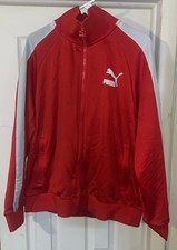 Vintage Puma Men's Iconic Red T7 Track Jacket Small Extended Ribbed Collar Sz XL