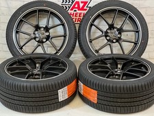 19" Wheels w Tires Fit Mercedes Benz C Class E Class Black Machined 5x112