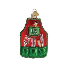 Old World Christmas Glass Blown Ornament for Christmas Tree, BBQ Boss Apron