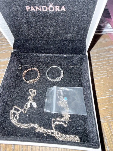 Authentic Pandora Jewelry: 3 rings and Necklace Chain