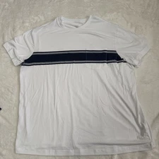 New GEORGE MENS 3XL 54-56 CREW POCKET SHORT SLEEVE SHIRT  White Navy Striped