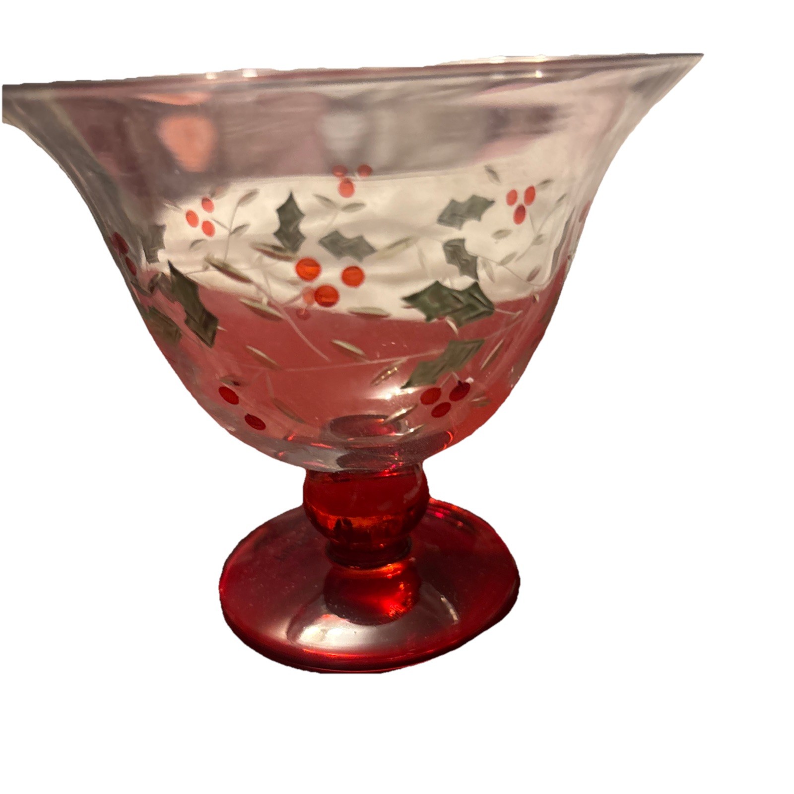 Pfaltzgraff Winterberry 3-Piece Pedestal Dessert Bowl Set with Etched & Handpainted Design